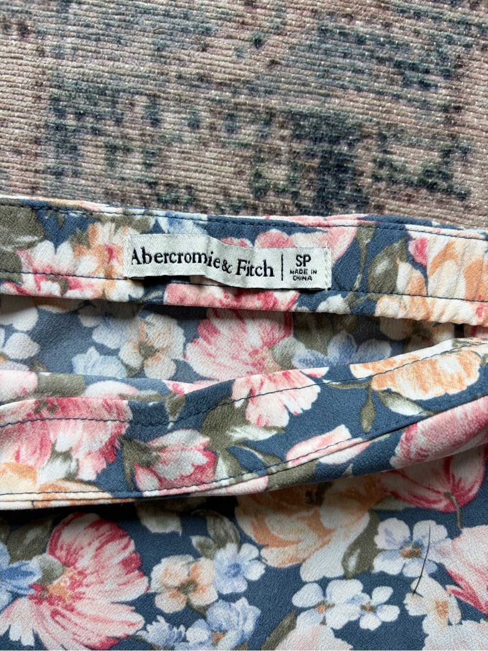 Abercrombie & Fitch Blue Floral Midi Skirt with Pink & Cream Blooms - Picture 3 of 8